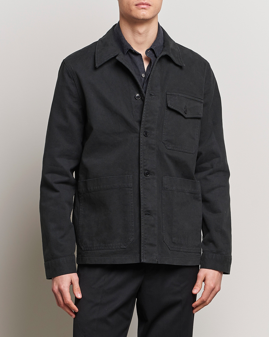 Herre | Shirt Jackets | A Day's March | Patch Pocket Sturdy Twill Overshirt Off Black