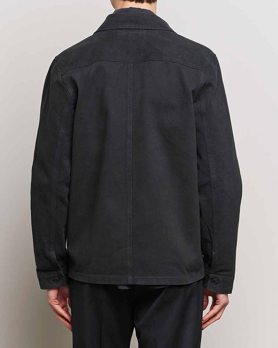 Herre | Skjorter | A Day's March | Patch Pocket Sturdy Twill Overshirt Off Black