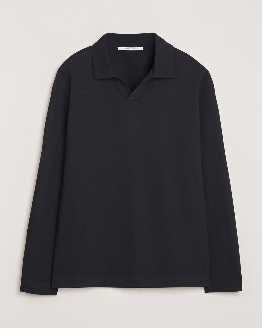 Herre | Trøjer | A Day's March | Branford Long Sleeve Polo Black