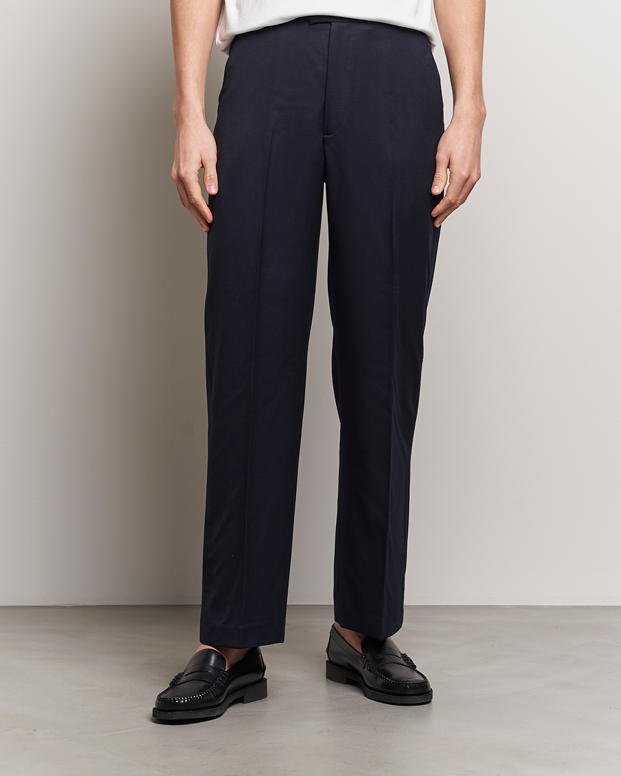 Herre |  | A Day\'s March | Edward Relaxed Wool Trousers Navy