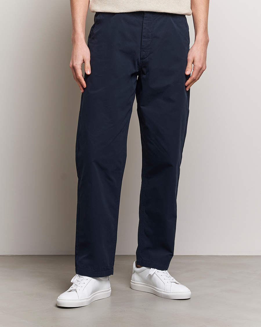 Herre | Pæne bukser | A Day\'s March | Redwood Light Cotton Trousers Navy