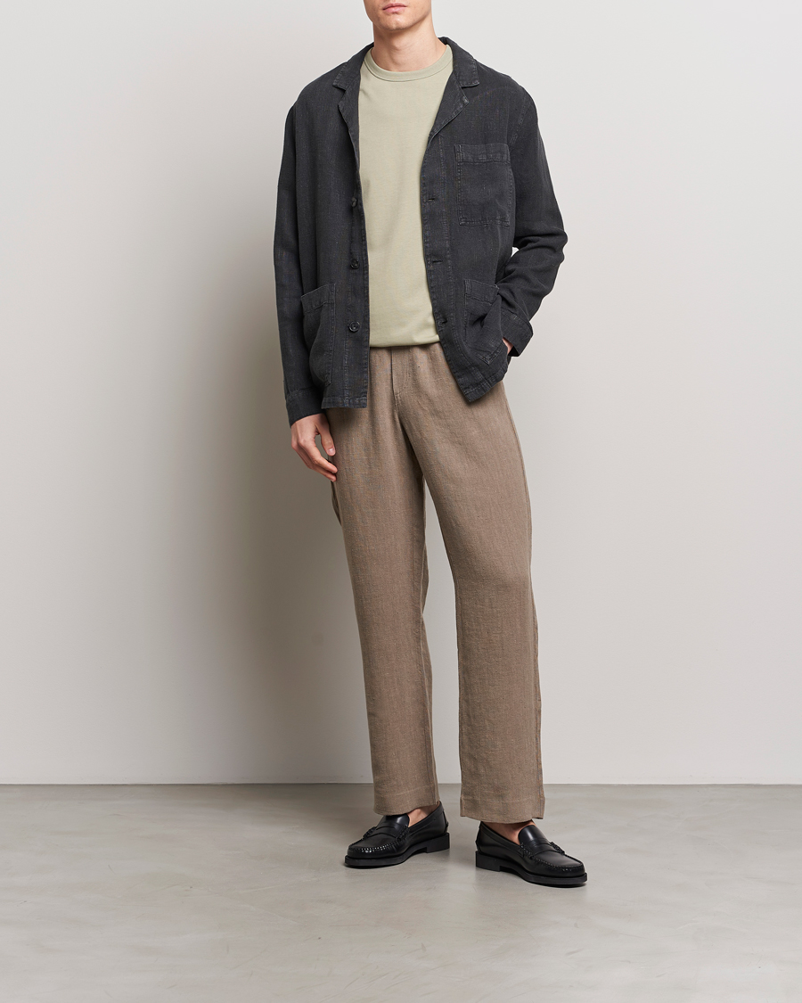 Herre | Skjorter | A Day's March | Bangher Linen Overshirt Black