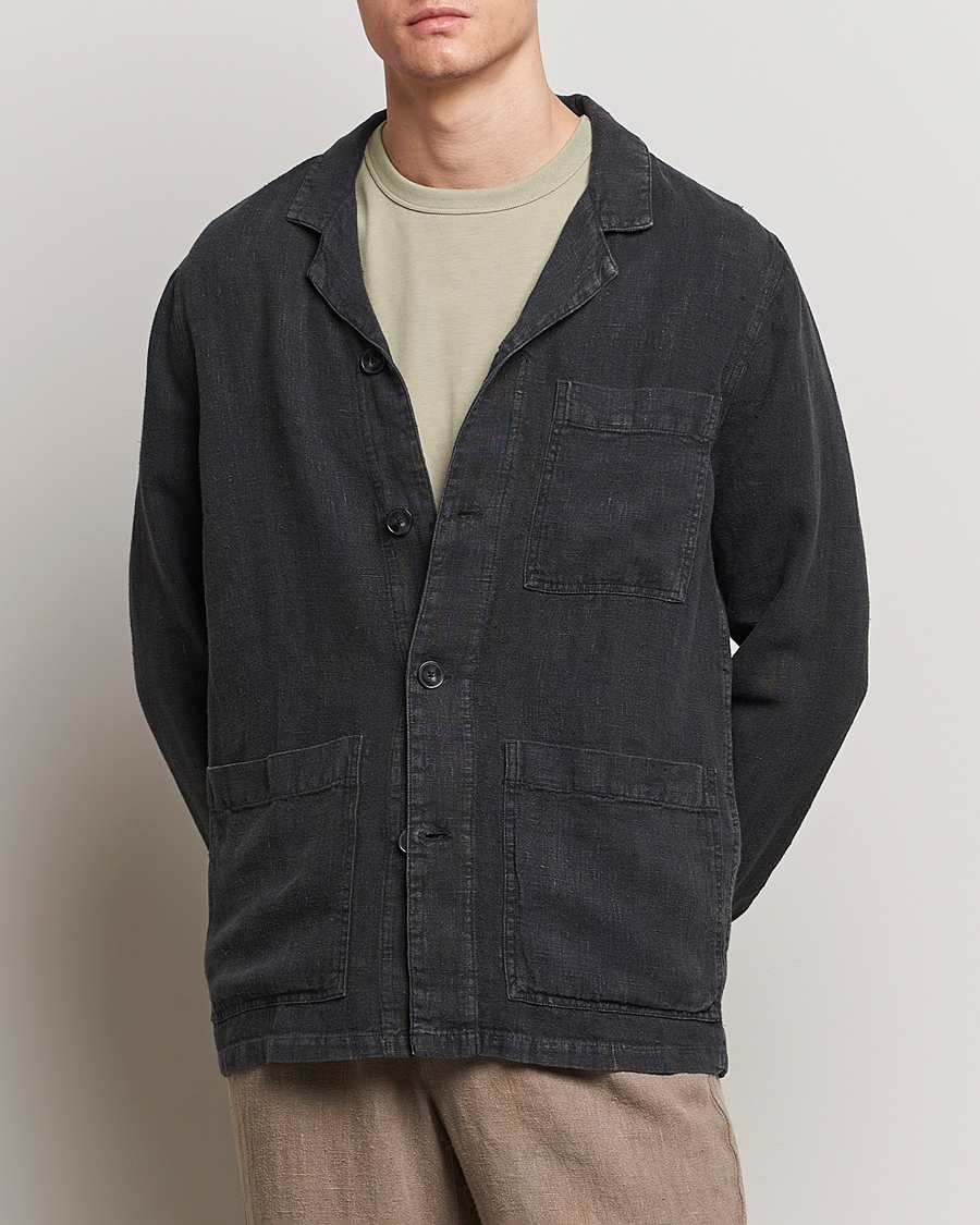 Herre | Shirt Jackets | A Day\'s March | Bangher Linen Overshirt Black