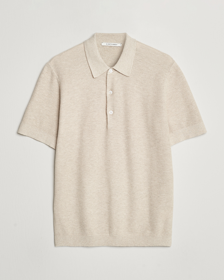 Herre |  | A Day\'s March | Rosehall Popcorn Stitch Polo Sand