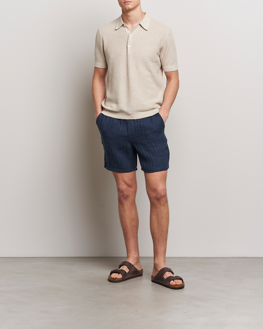 Herre | Polotrøjer | A Day's March | Rosehall Popcorn Stitch Polo Sand