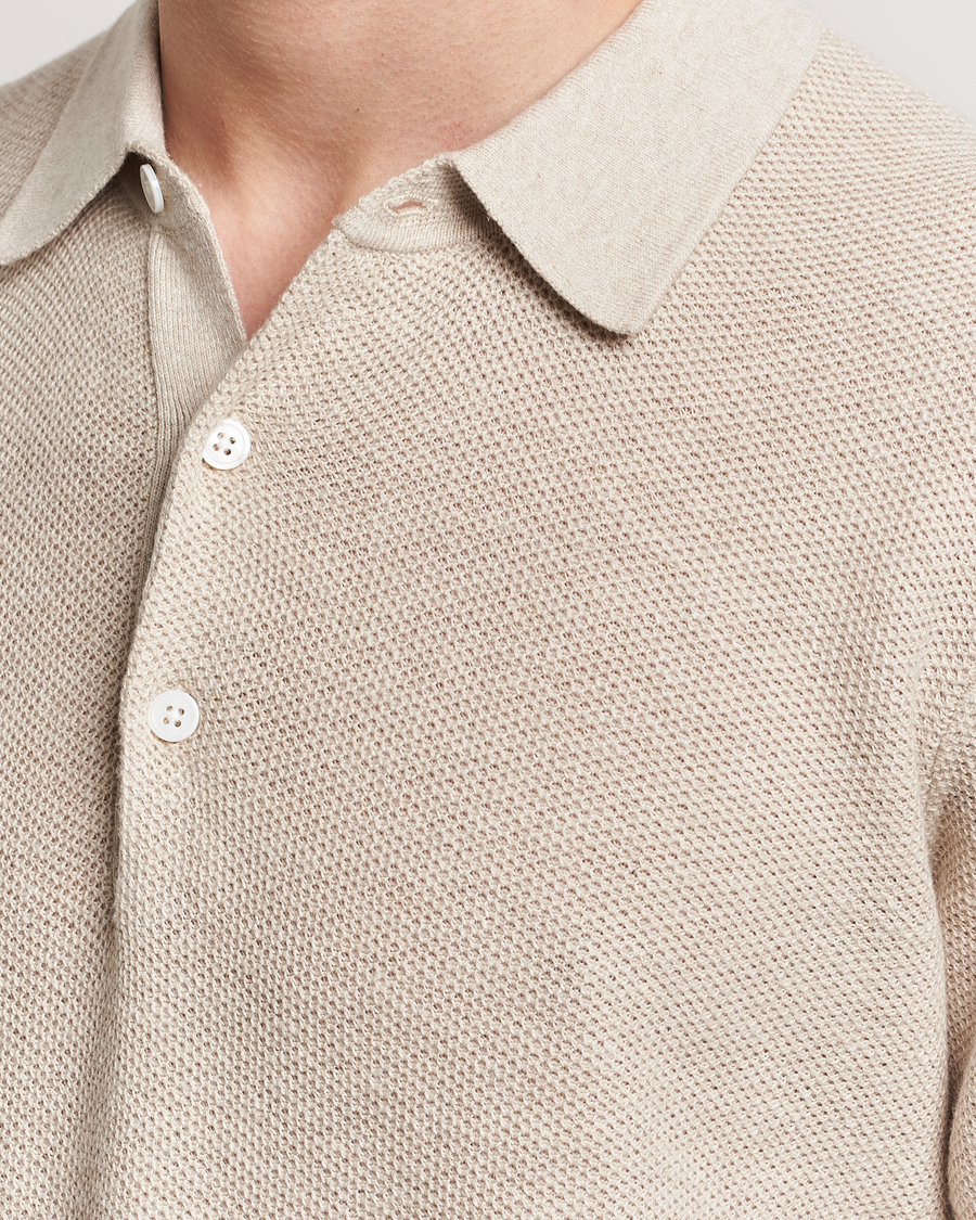 Herre | Polotrøjer | A Day's March | Rosehall Popcorn Stitch Polo Sand