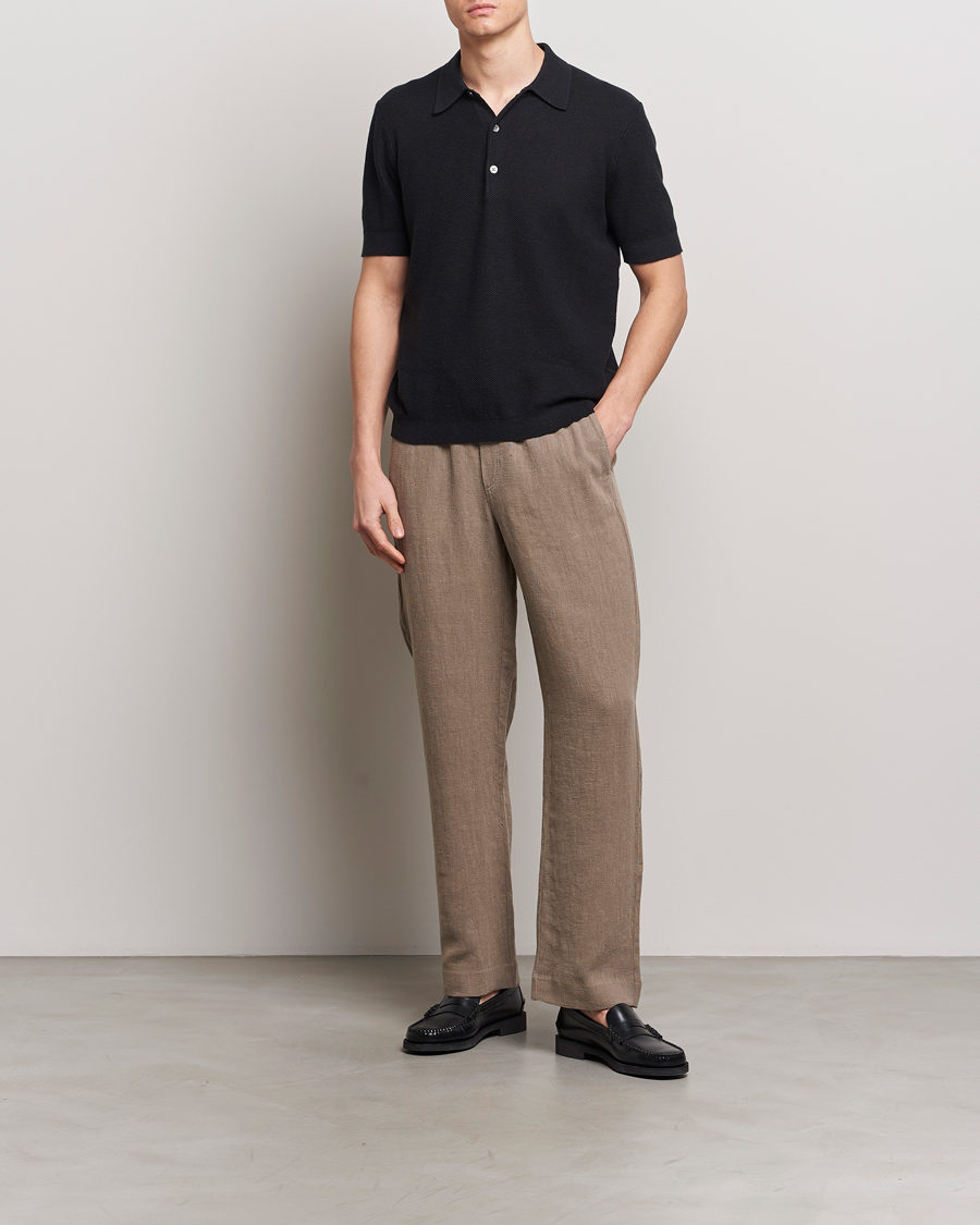 Herre | Polotrøjer | A Day's March | Rosehall Popcorn Stitch Polo Black