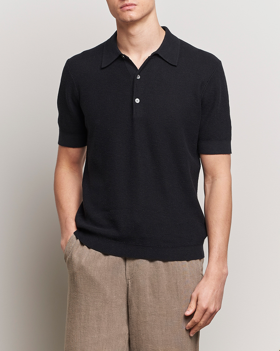 Herre | A Day's March | A Day's March | Rosehall Popcorn Stitch Polo Black