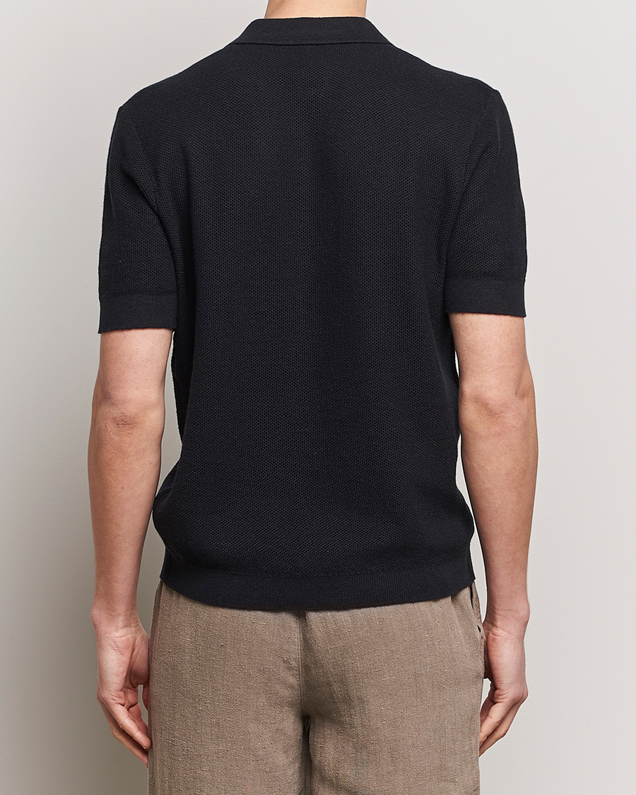 Herre | Polotrøjer | A Day's March | Rosehall Popcorn Stitch Polo Black