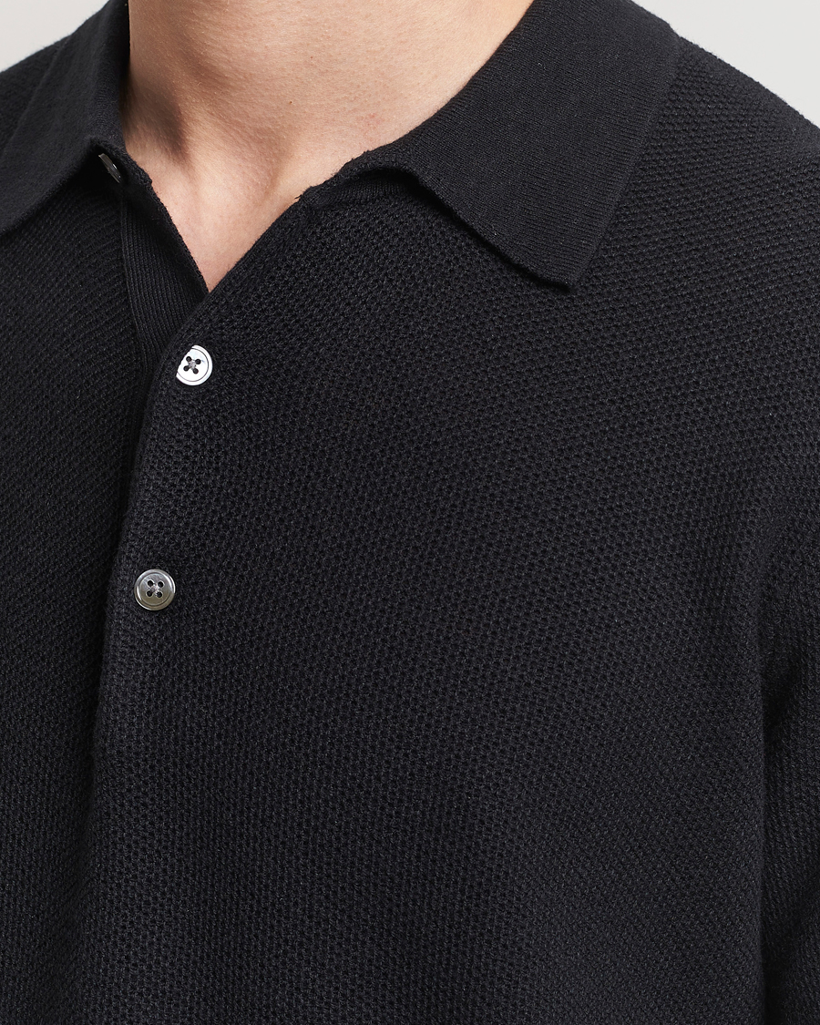 Herre | Polotrøjer | A Day's March | Rosehall Popcorn Stitch Polo Black