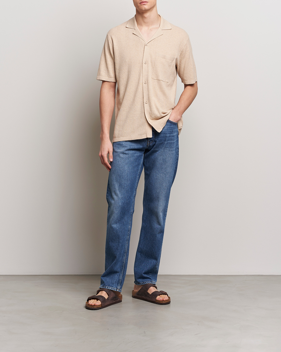 Herre | Skjorter | A Day's March | Yamu Knitted Herringbone Shirt Oyster