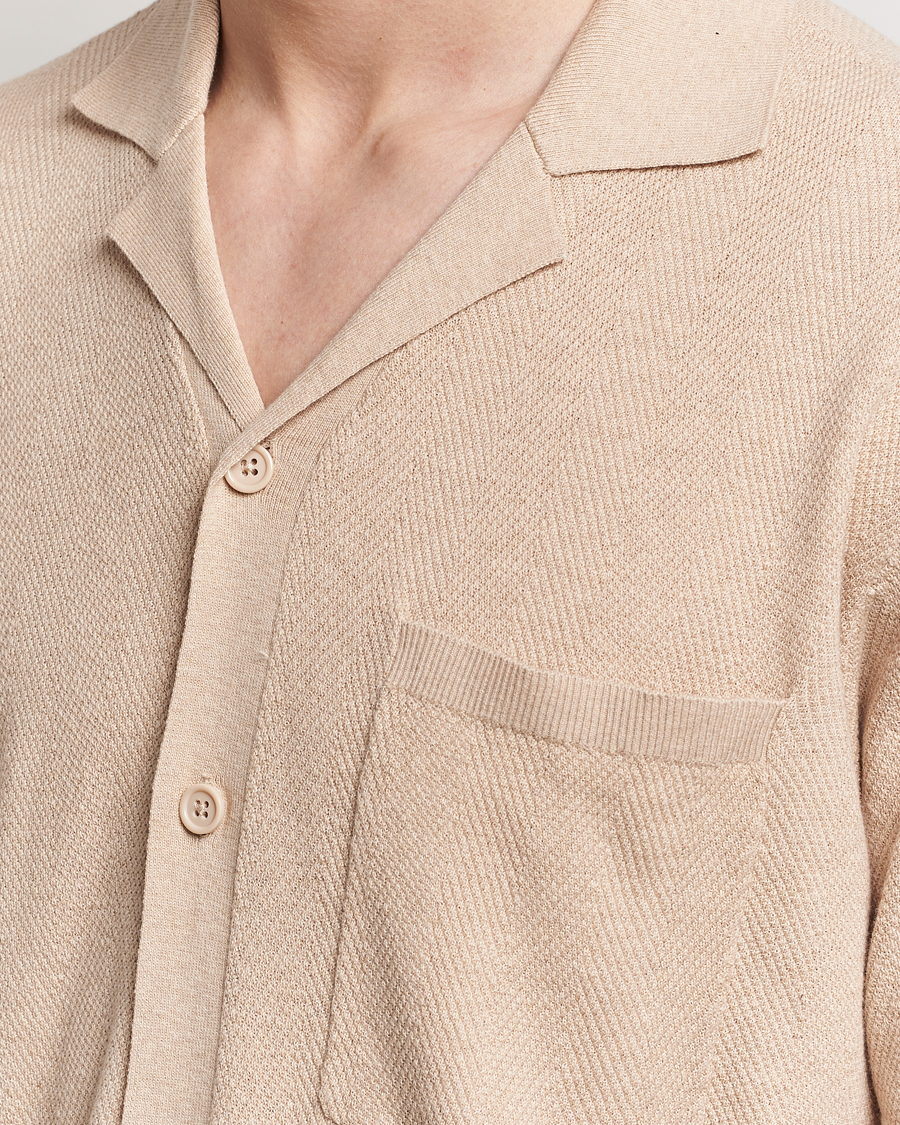 Herre | Skjorter | A Day's March | Yamu Knitted Herringbone Shirt Oyster