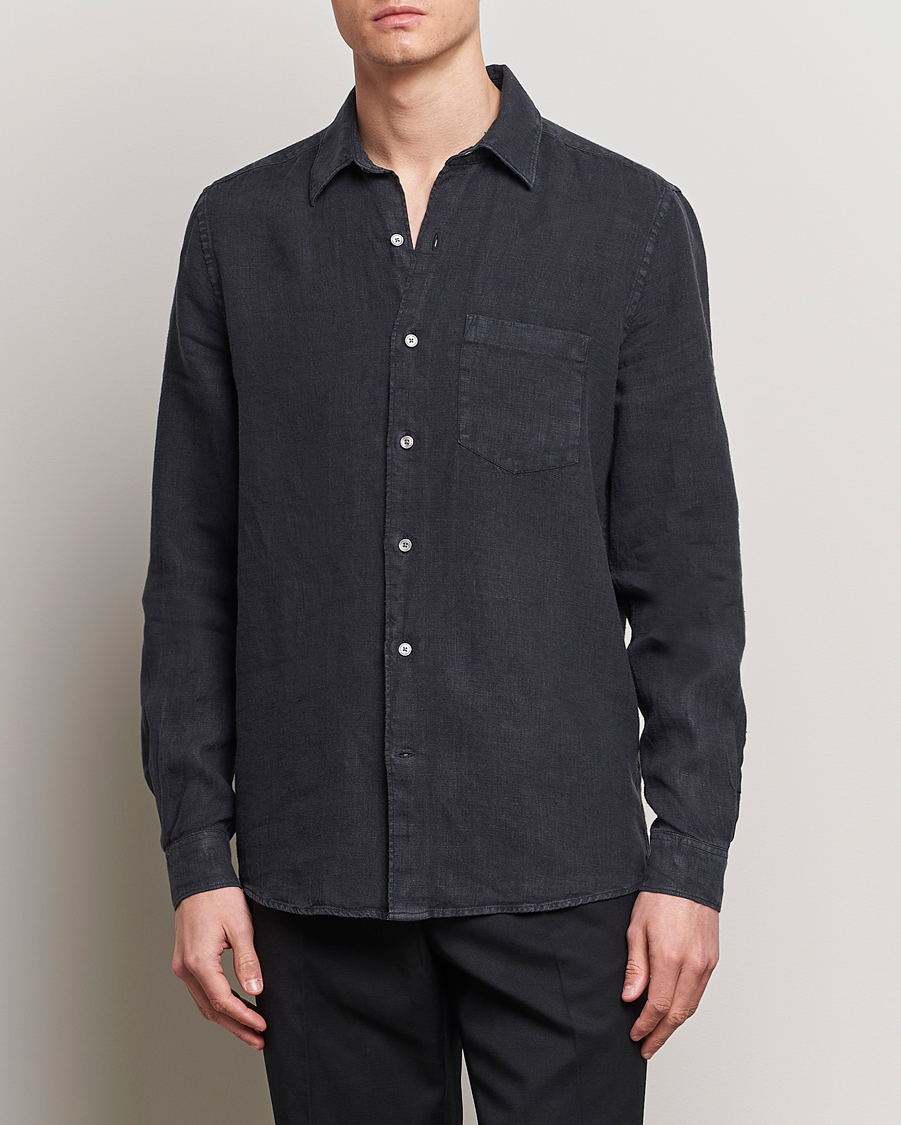 Men |  | A Day\'s March | Abu Linen Shirt Off Black