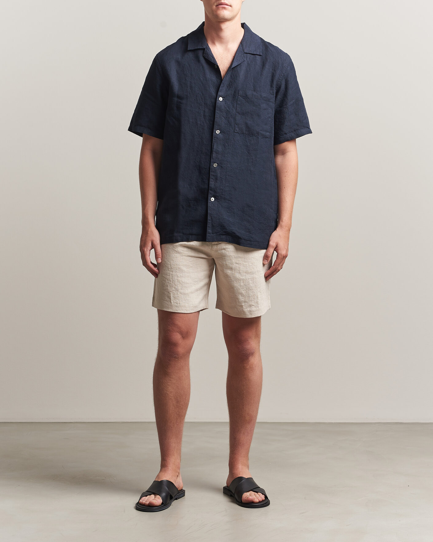 Herre | Shorts | A Day's March | Luny Linen Shorts Oyster