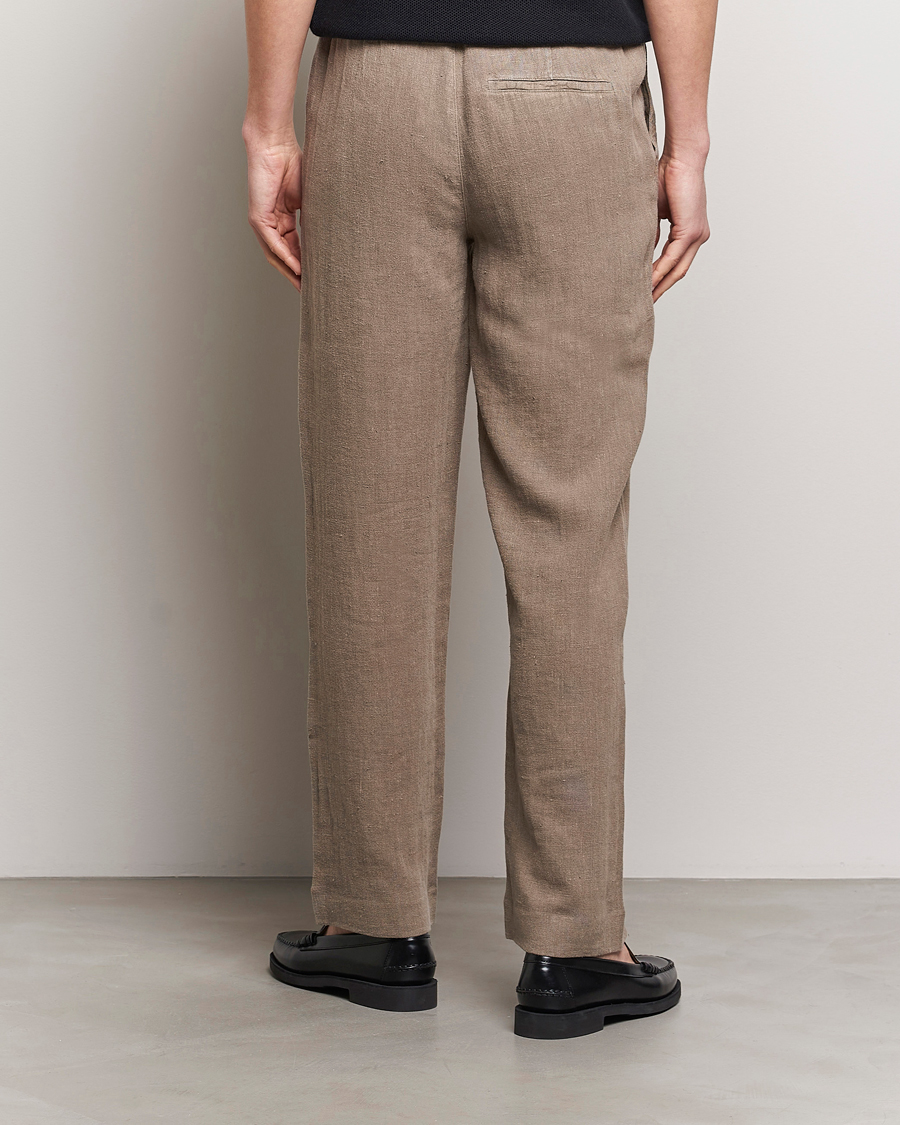Herre | Bukser | A Day's March | Tamiat Drawstring Linen Trousers Clay