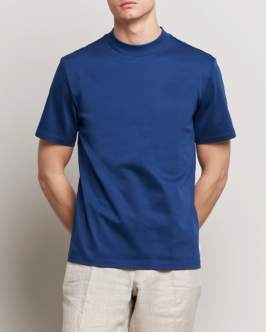 Herre | Kortærmede t-shirts | J.Lindeberg | Ace Mock Neck T-Shirt Estate Blue