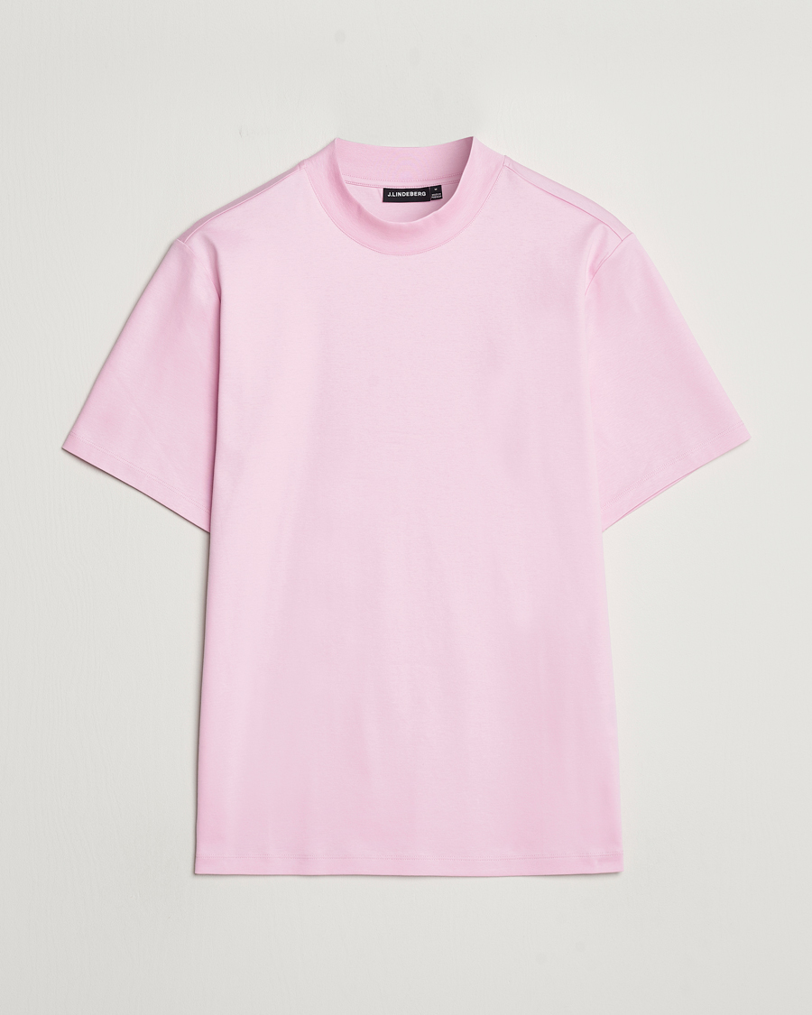 Herre | T-Shirts | J.Lindeberg | Ace Mock Neck T-Shirt Pink Lavender