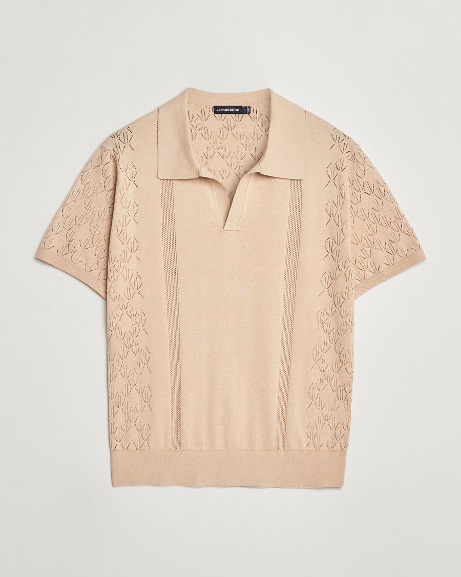 Herre | Polotrøjer | J.Lindeberg | Ringo Open Collar Safari Beige