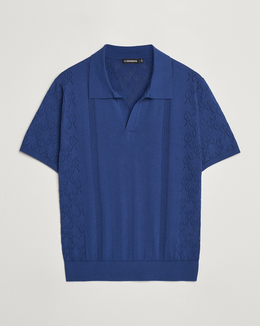 Herre | Polotrøjer | J.Lindeberg | Ringo Open Collar Estate Blue