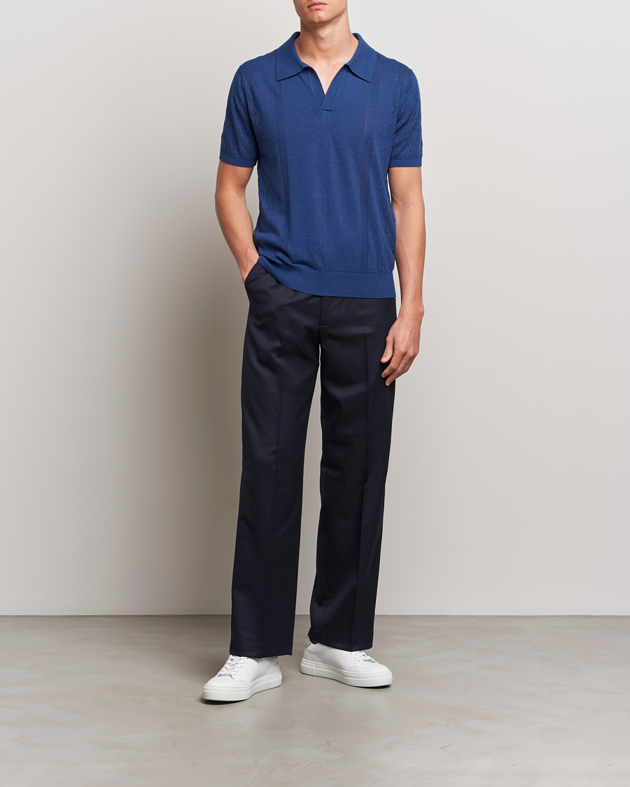 Herre | Polotrøjer | J.Lindeberg | Ringo Open Collar Estate Blue