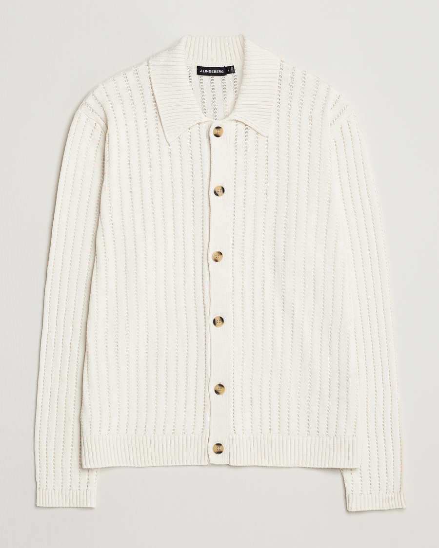 Herre | Trøjer | J.Lindeberg | Edmondo Collar Cardigan Cloud White
