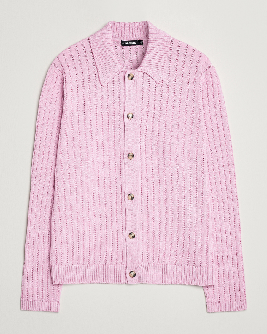 Herre | Trøjer | J.Lindeberg | Edmondo Collar Cardigan Pink Lavender