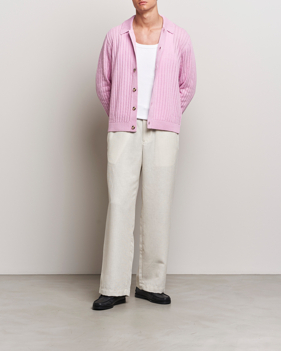 Herre | Trøjer | J.Lindeberg | Edmondo Collar Cardigan Pink Lavender