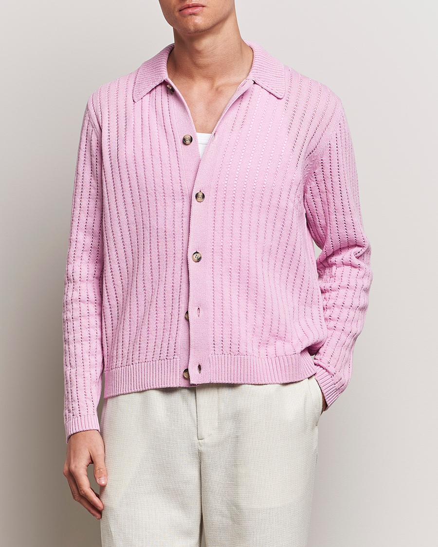 Herre | Trøjer | J.Lindeberg | Edmondo Collar Cardigan Pink Lavender