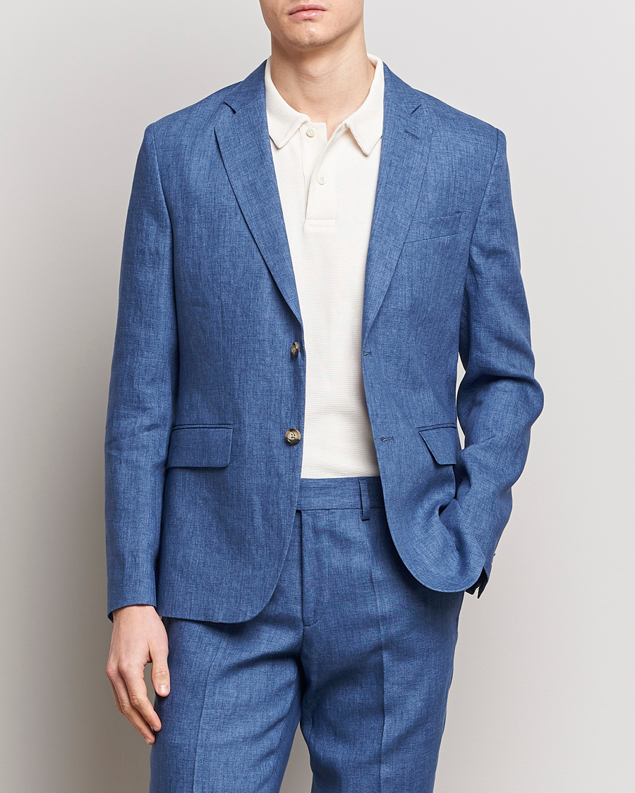 Herre | Hørblazer | J.Lindeberg | Hopper U Super Linen Blazer Chambray Blue