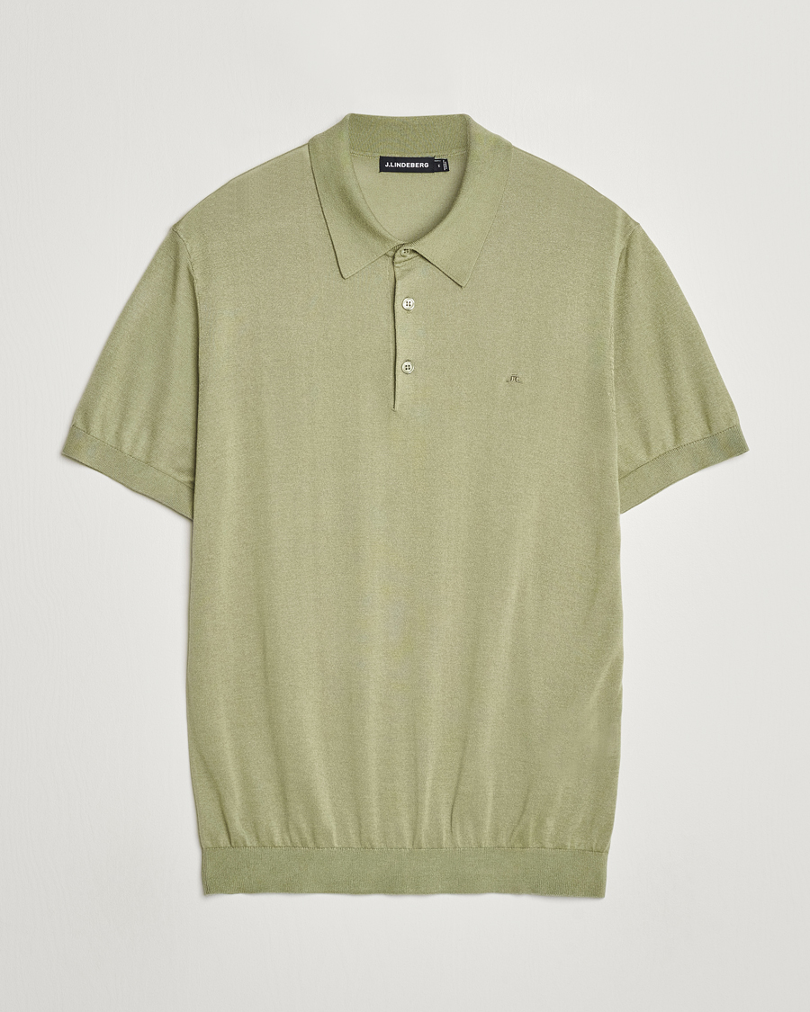 Herre |  | J.Lindeberg | Ridge Lyocell Silk Polo Oil Green