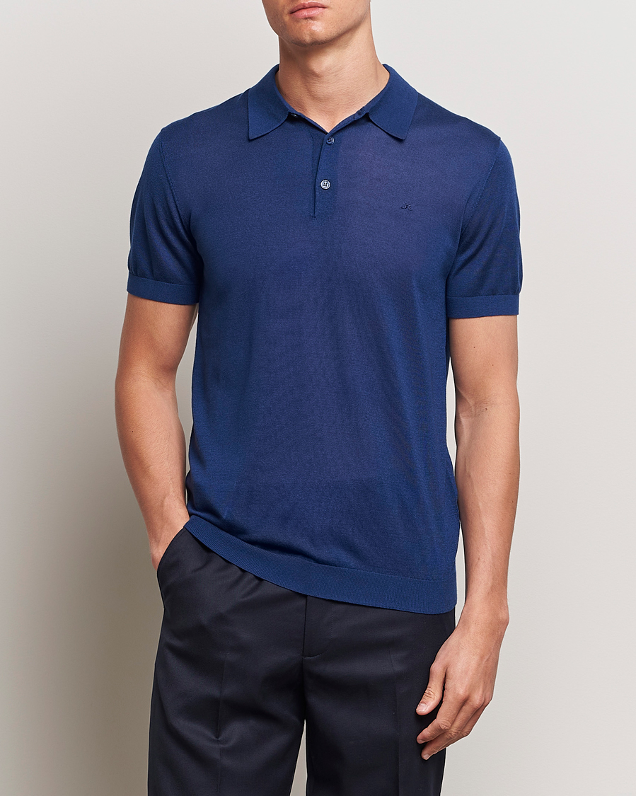 Herre | Nyheder | J.Lindeberg | Ridge Lyocell Silk Polo Estate Blue