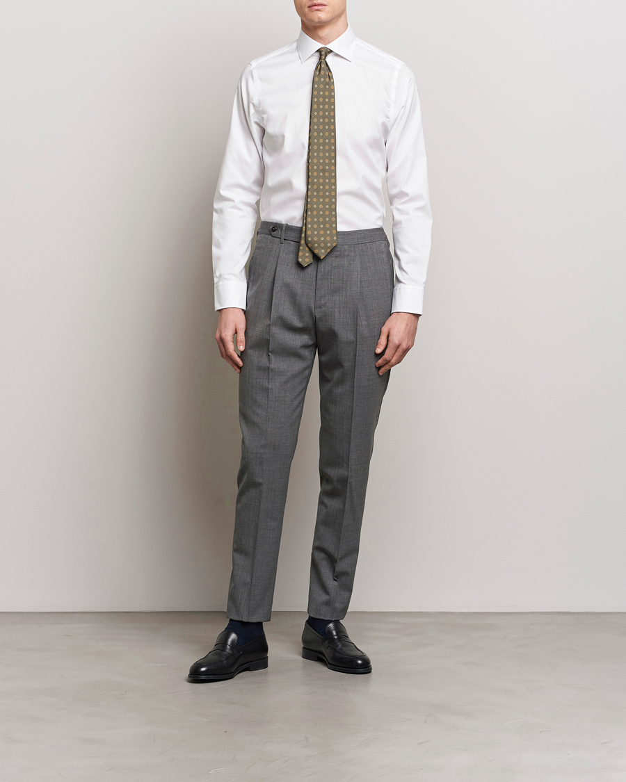 Herre |  | Oscar Jacobson | Slim Fit Cut Away Non Iron Twill Optical White