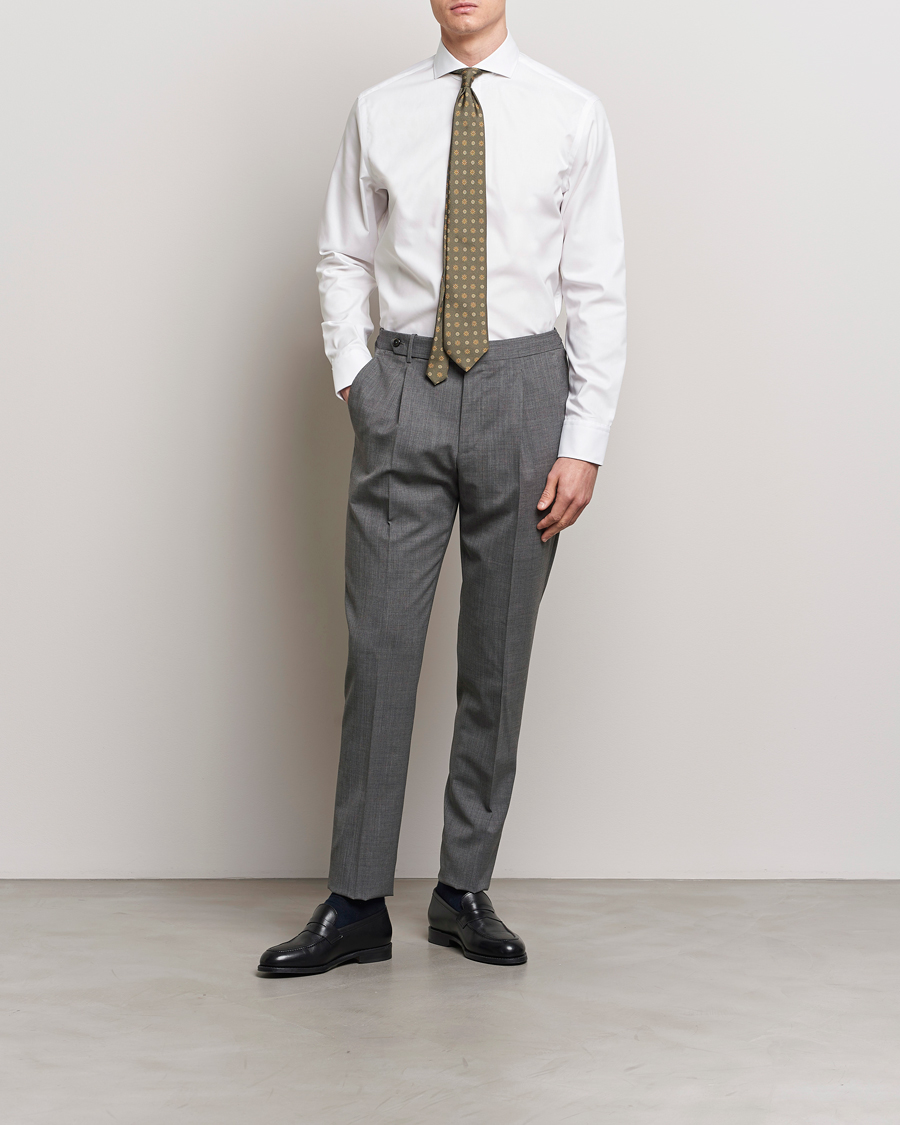 Herre | Nyheder | Oscar Jacobson | Reg Fit Cut Away Non Iron Twill Optical White