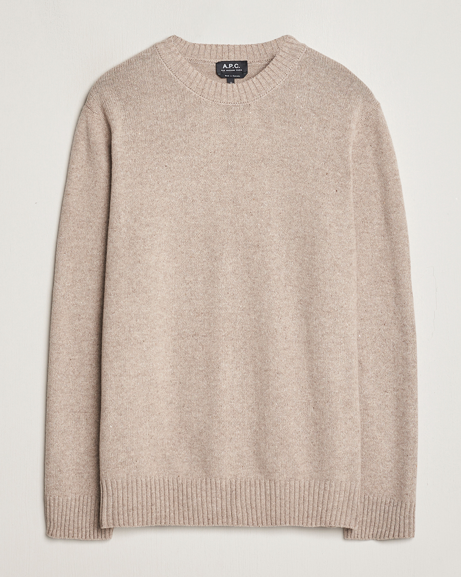 Herre | Trøjer | A.P.C. | Pull Lucien Wool Knitted Sweater Beige