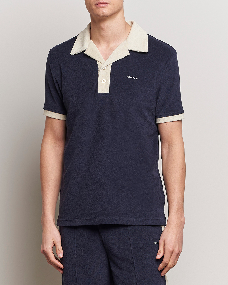 Herre | Nyheder | GANT | Towelling Resort Collar Polo Evening Blue