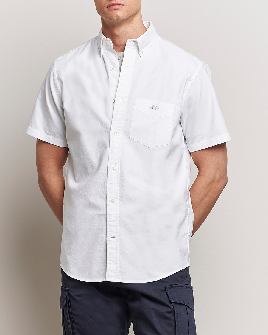 Herre | Skjorter | Gant | Regular Short Sleeve Oxford Shirt White