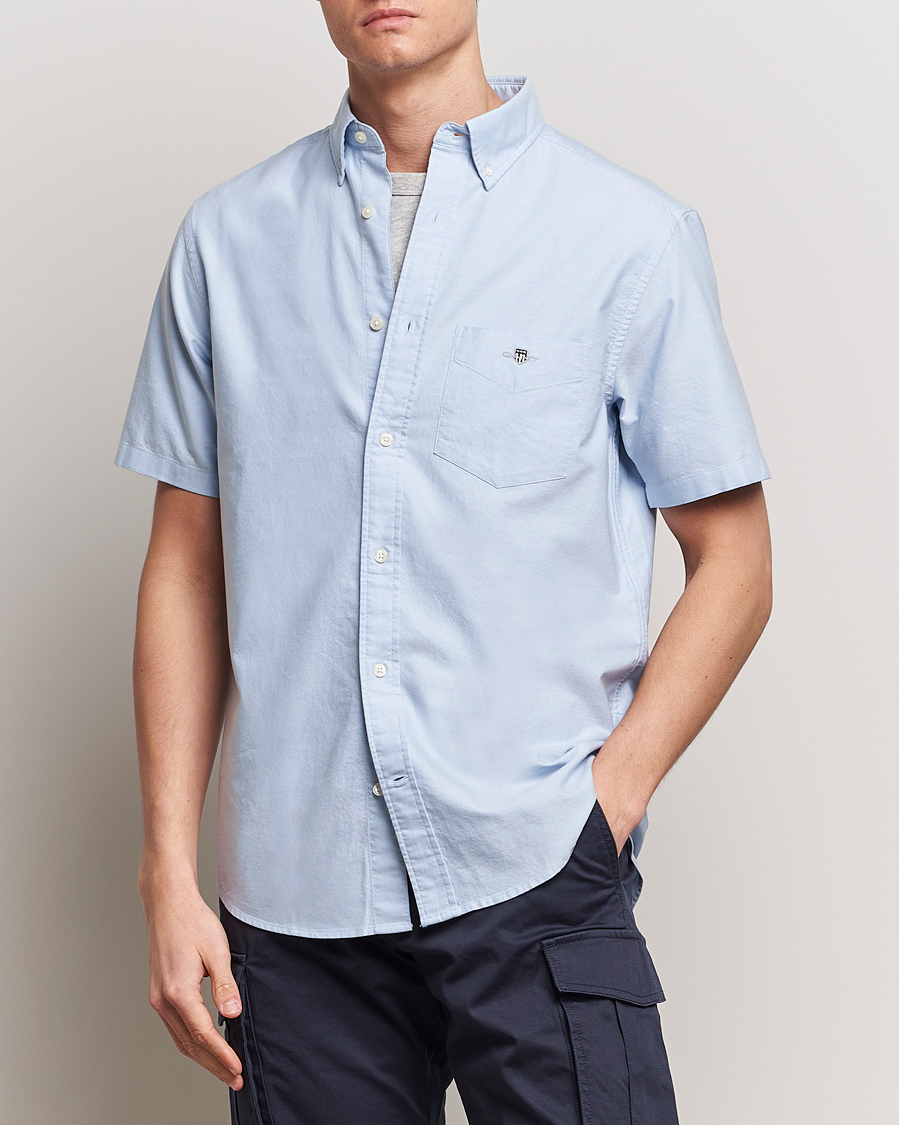 Herre | Casual | GANT | Regular Short Sleeve Oxford Shirt Light Blue