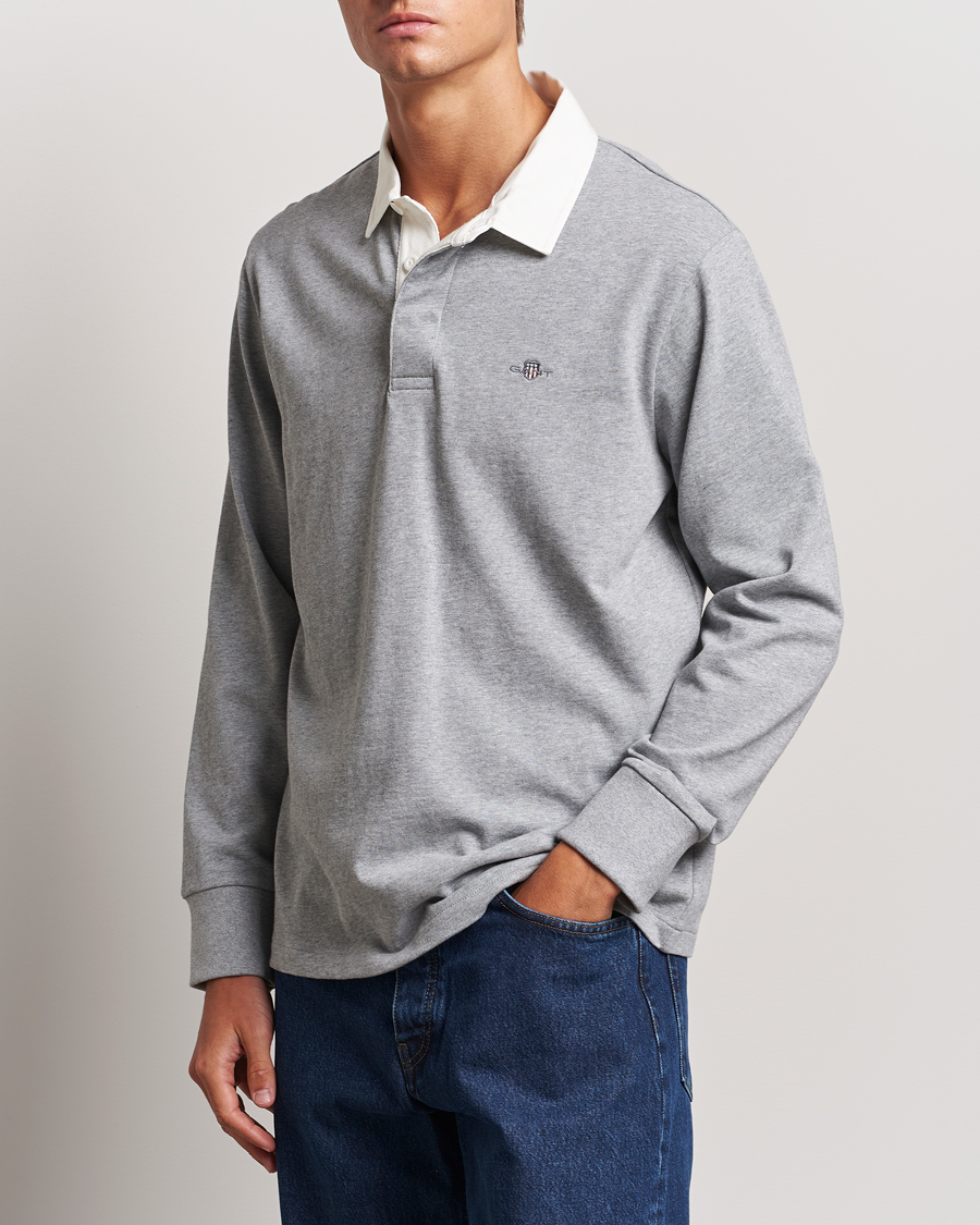 Herre | Trøjer | GANT | Reg Shield Heavy Rugger Grey Melange