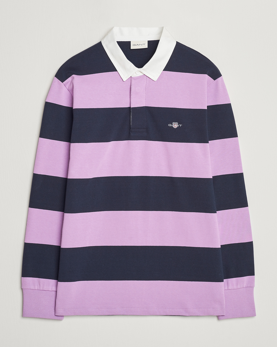 Herre | Trøjer | GANT | Reg Shield Striped Heavy Rugger Orchid Lilac