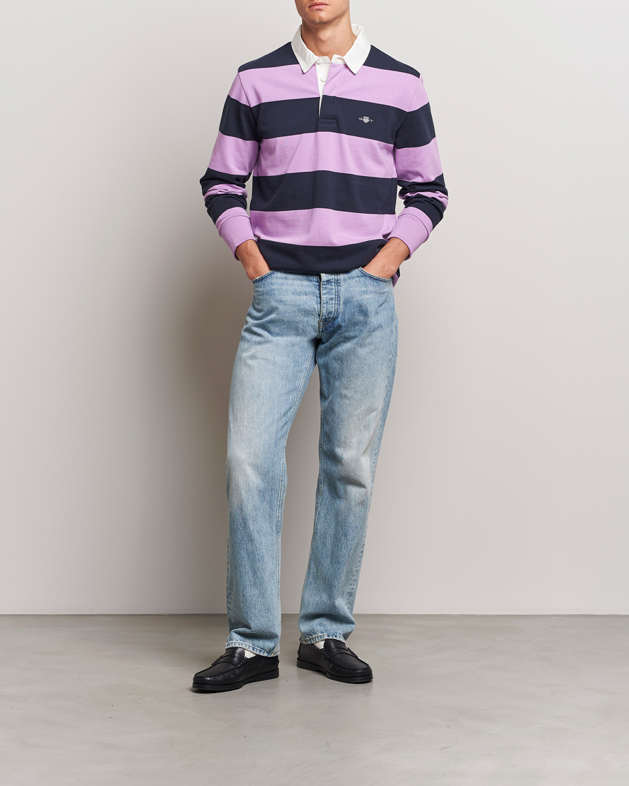 Herre | Trøjer | GANT | Reg Shield Striped Heavy Rugger Orchid Lilac