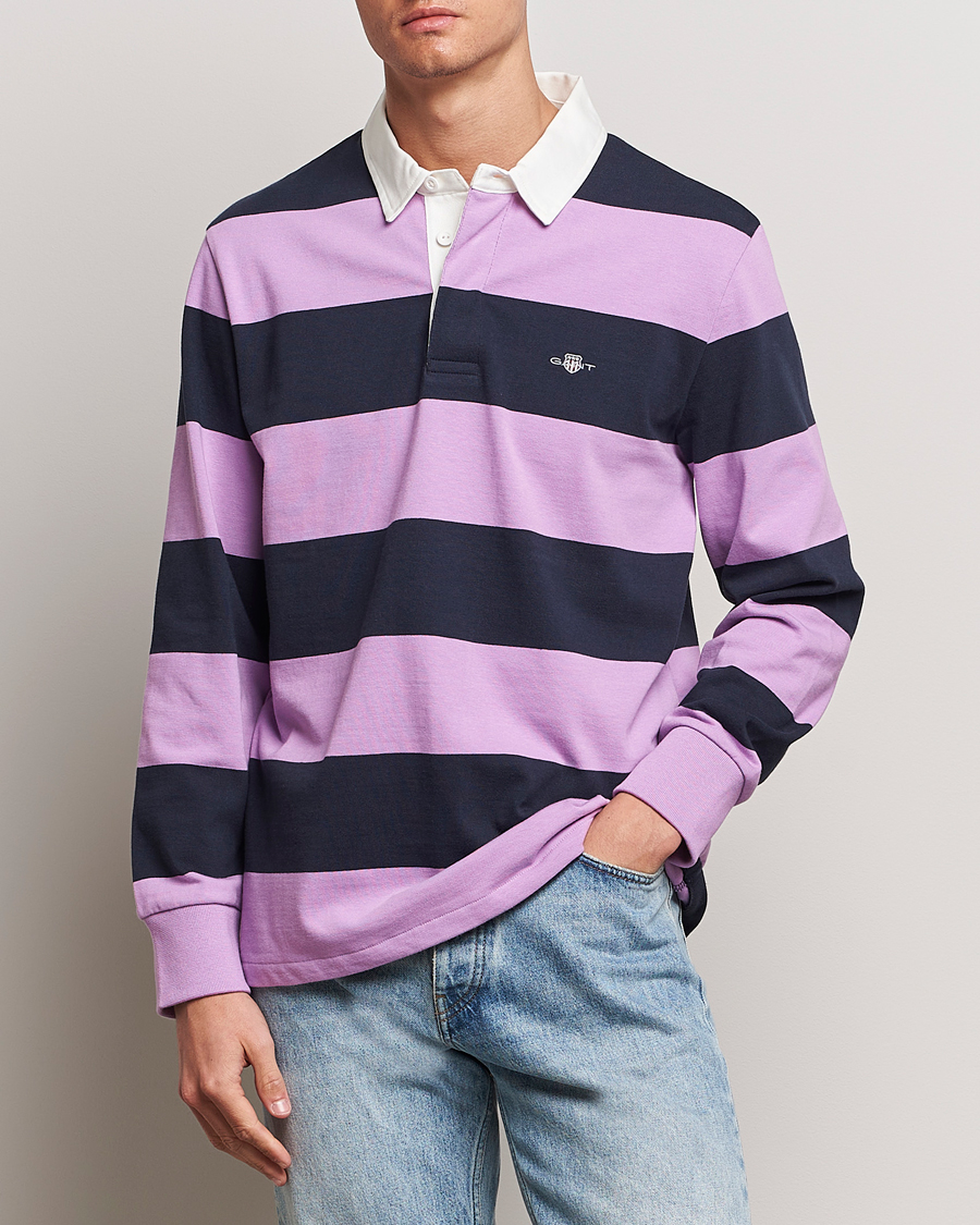 Herre | Trøjer | GANT | Reg Shield Striped Heavy Rugger Orchid Lilac