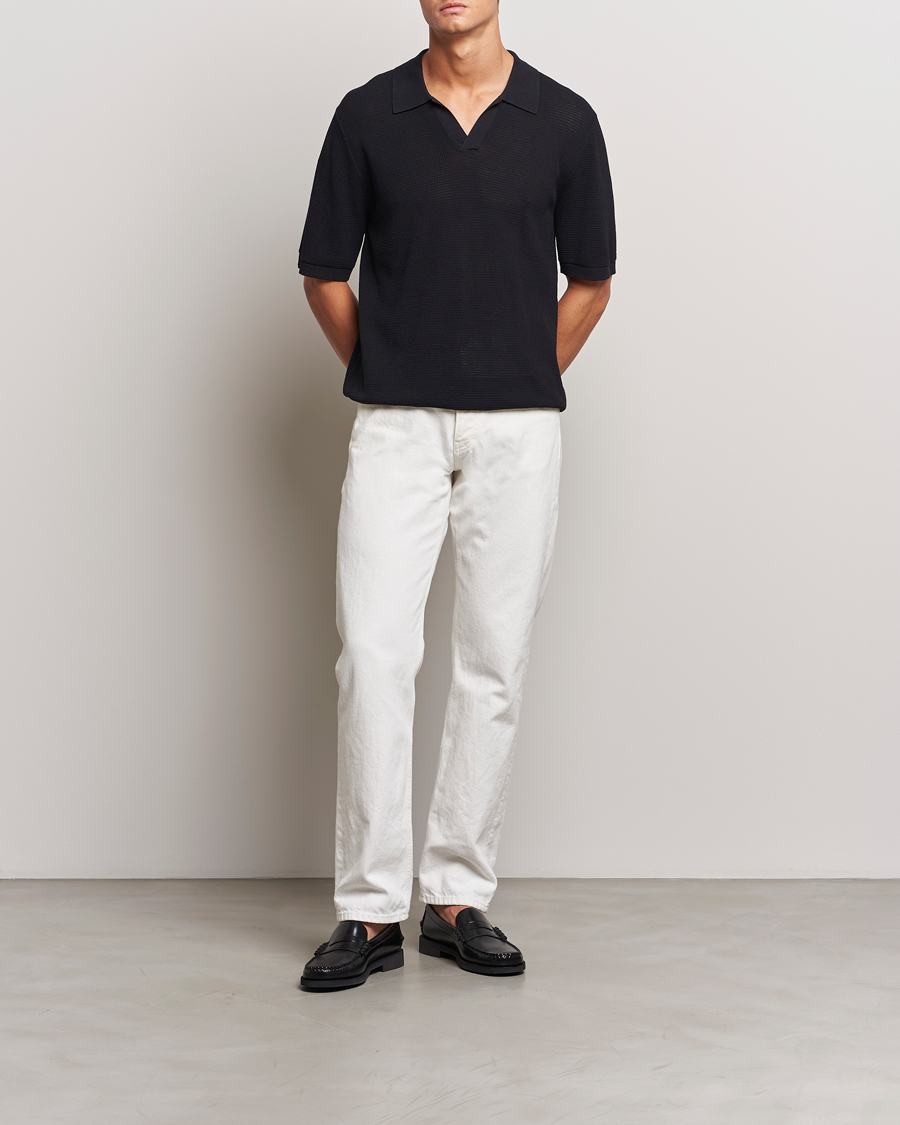 Herre | Polotrøjer | GANT | Open Knit Short Sleeve Polo Black