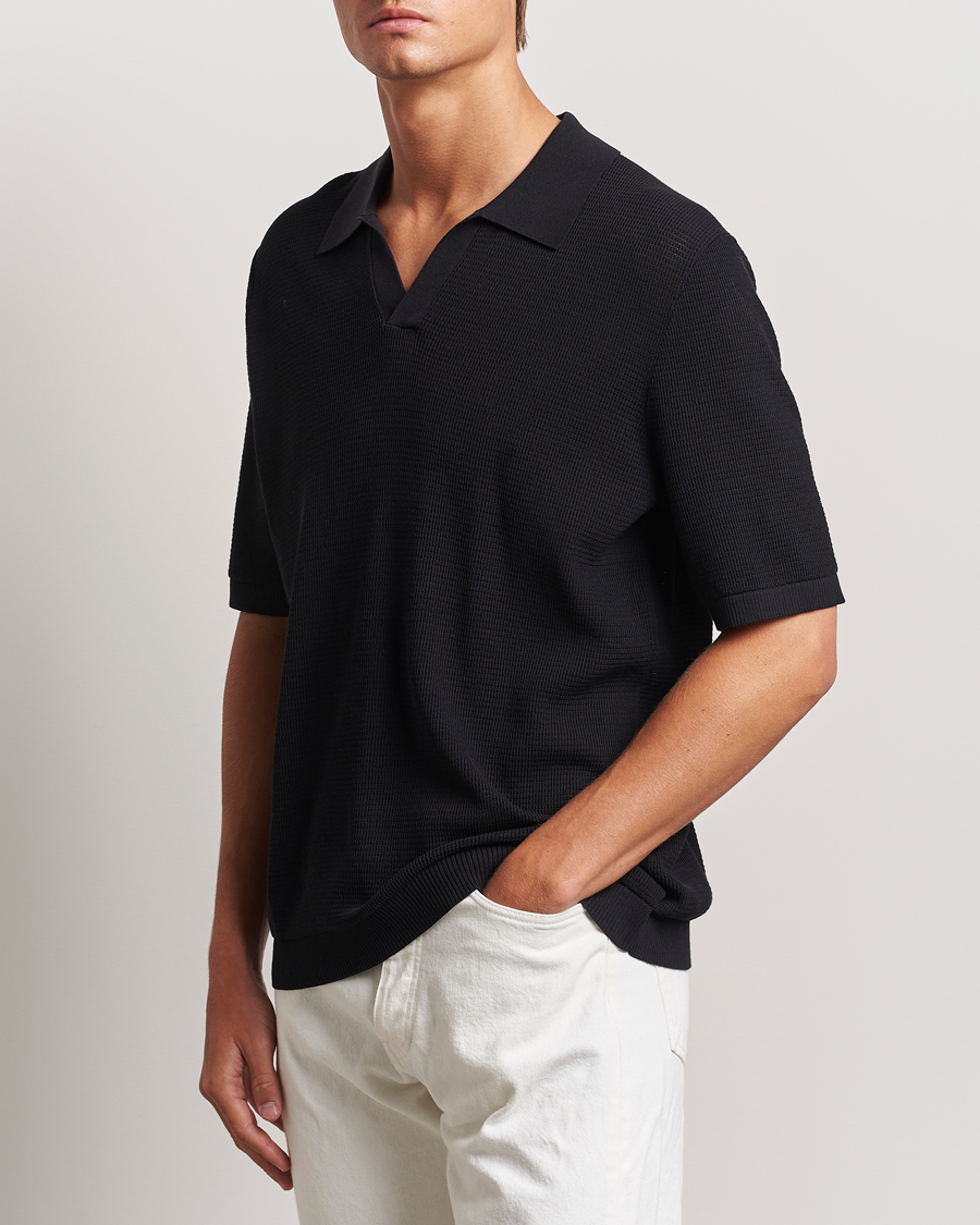 Herre | Polotrøjer | GANT | Open Knit Short Sleeve Polo Black