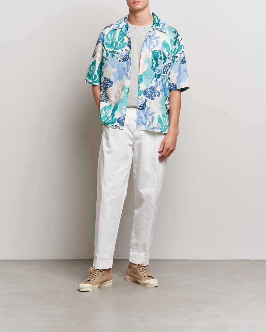 Herre | Skjorter | Gant | Camp Collar Sea Print Short Sleeve Shirt Rich Blue