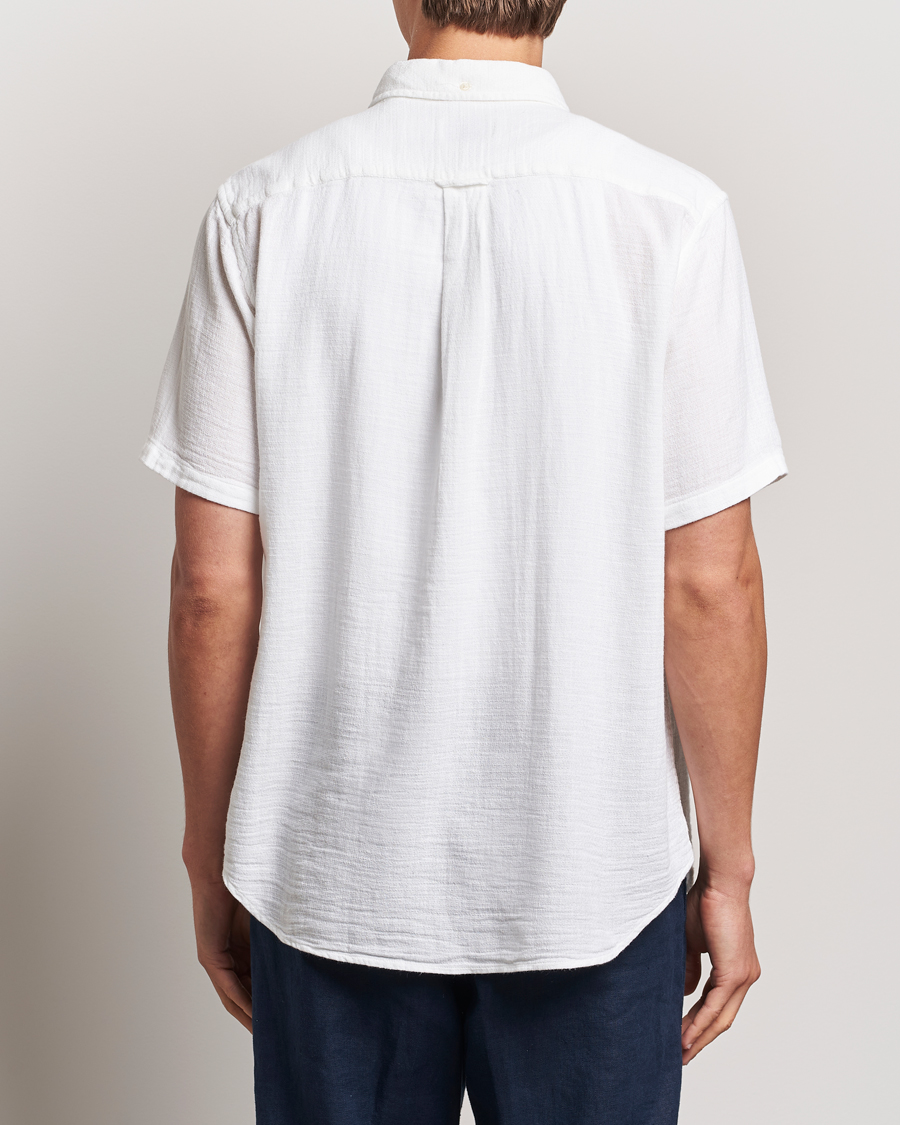 Herre | Skjorter | Gant | Cotton/Linen Texture Short Sleeve Shirt White