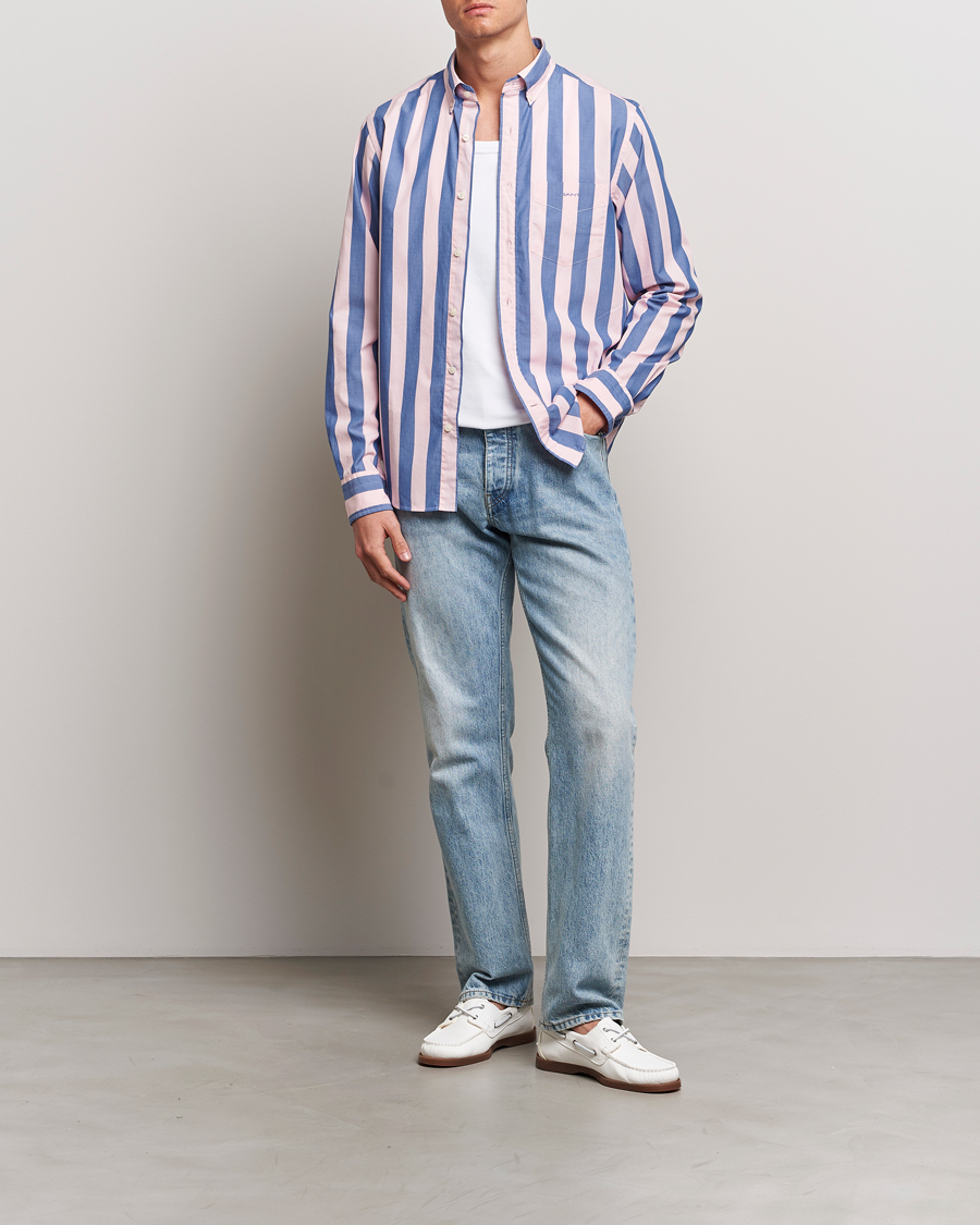 Herre | Skjorter | GANT | Reg Poplin Parasol Stripe Shirt Blushing Pink