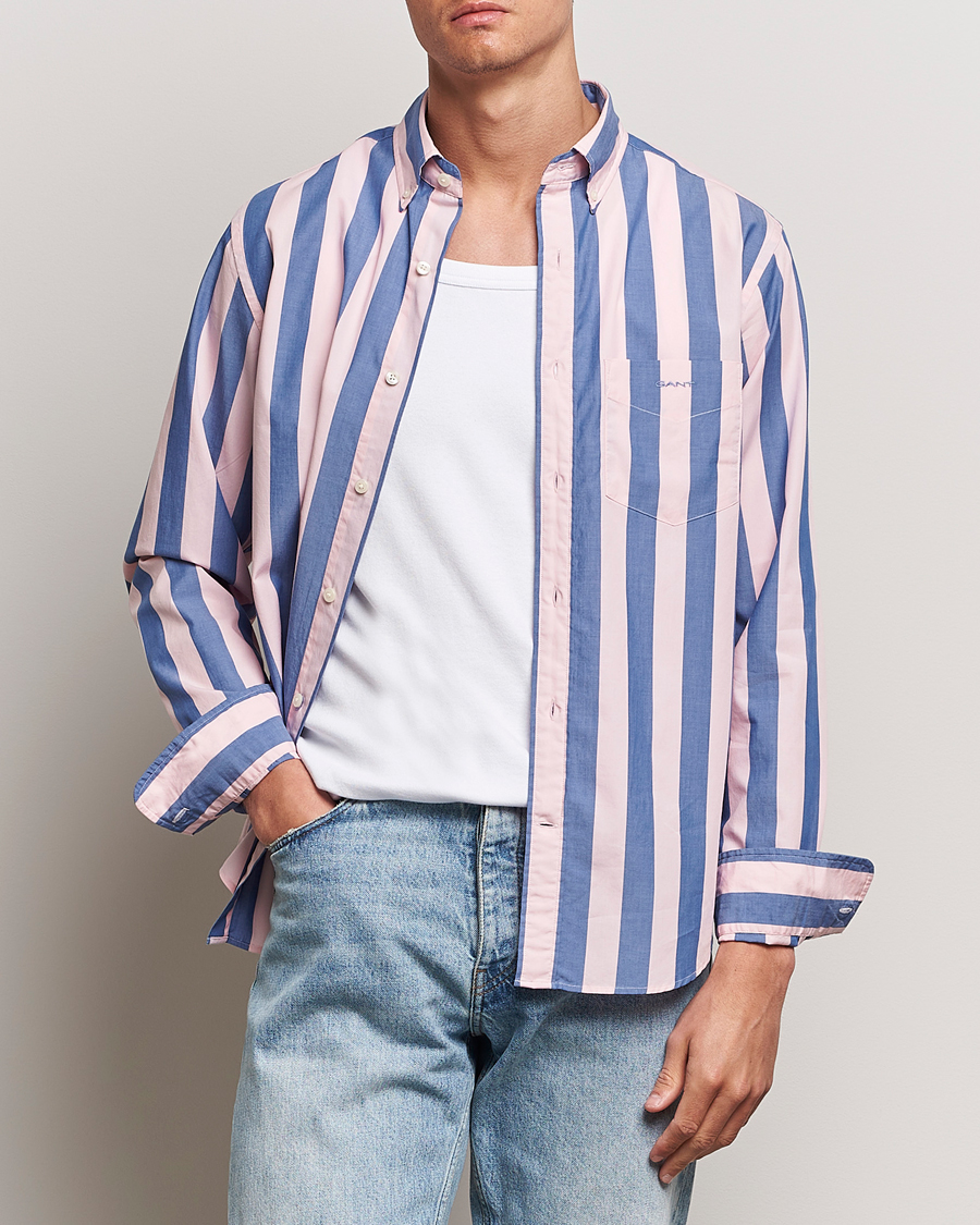 Herr | GANT | GANT | Reg Poplin Parasol Stripe Shirt Blushing Pink