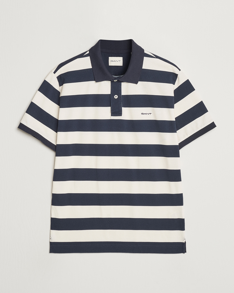 Herre | Polotrøjer | GANT | Heavy Washed Striped Polo Evening Blue