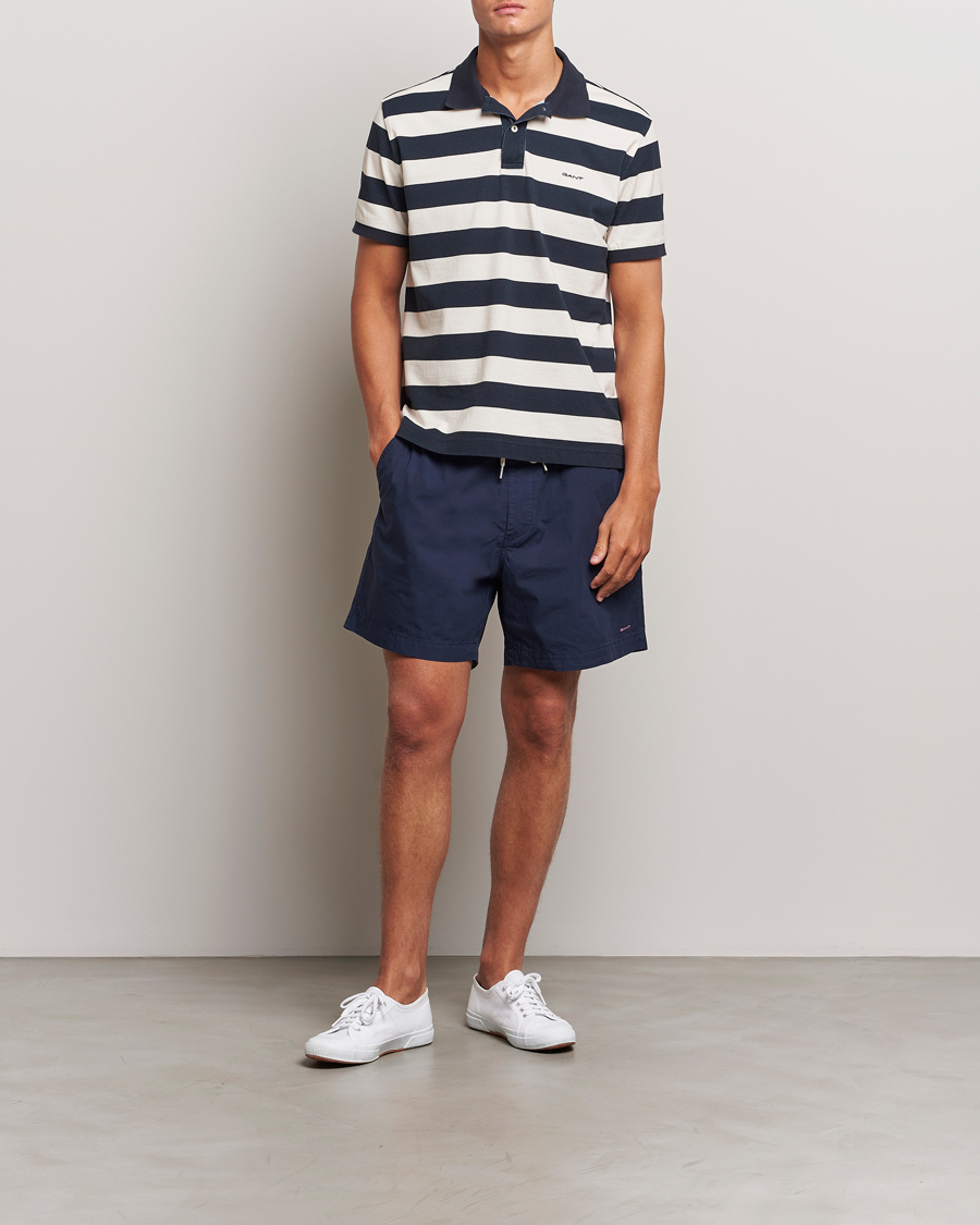 Herre | Polotrøjer | GANT | Heavy Washed Striped Polo Evening Blue
