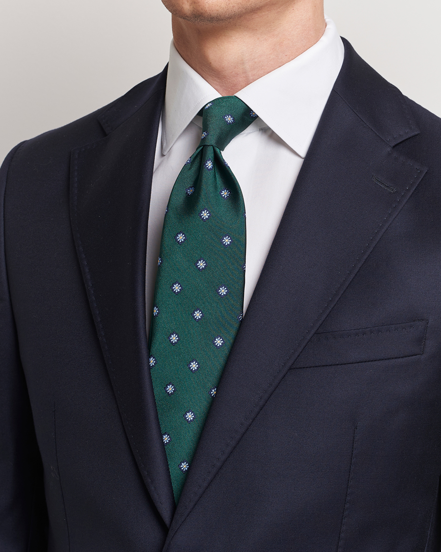 Herre | Italian Department | E. Marinella | 3-Fold Jacquard Silk Tie Dark Green